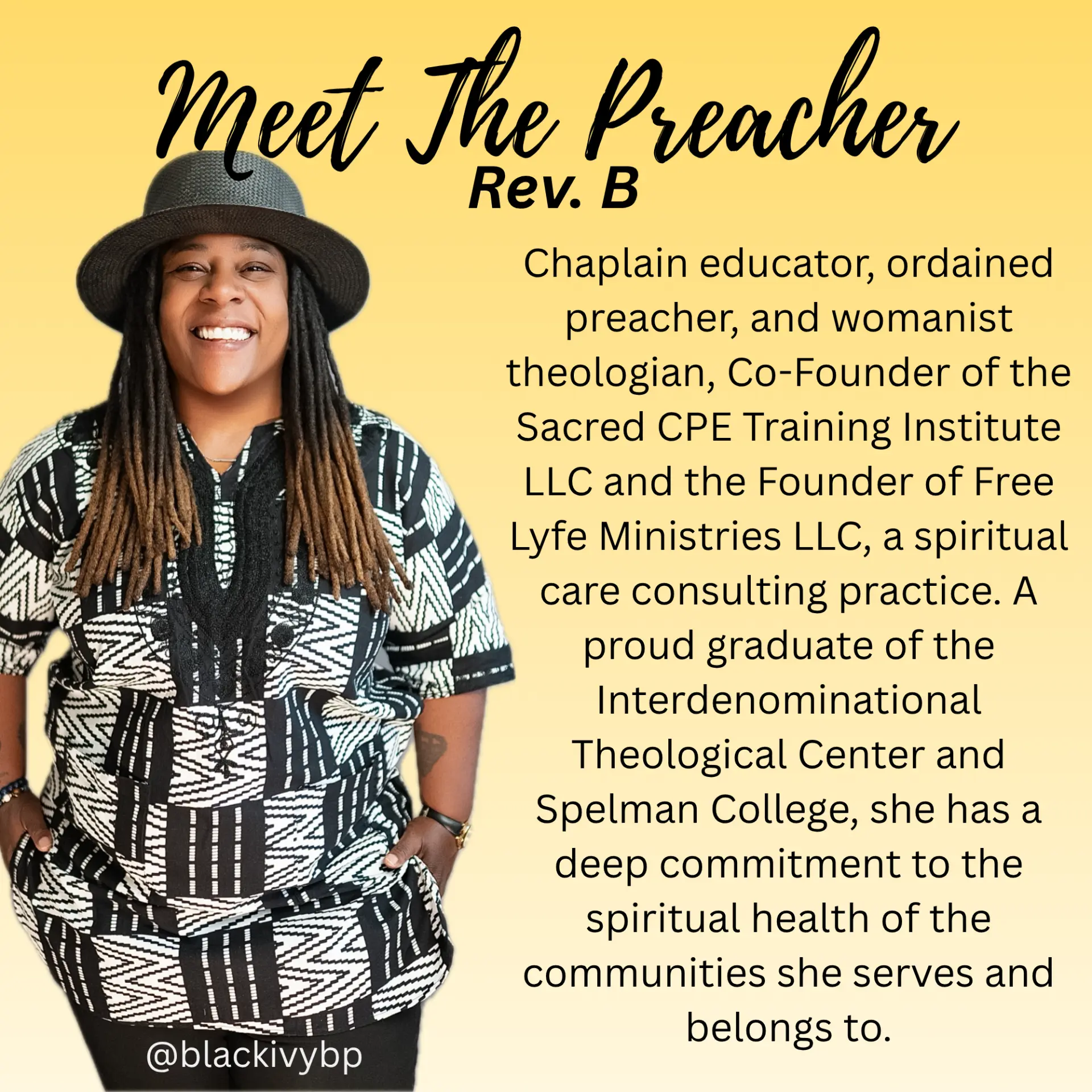 Meet the Preacher: Rev. B, chaplain educator and womanist theologian